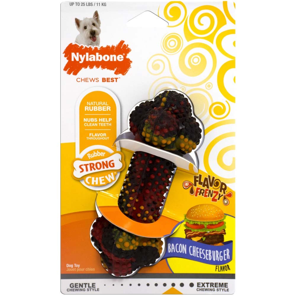 Nylabone Flavor Frenzy Strong Chew Toy Dog Toy Bacon & Cheeseburger 1ea/SMall - Up To 25 lb