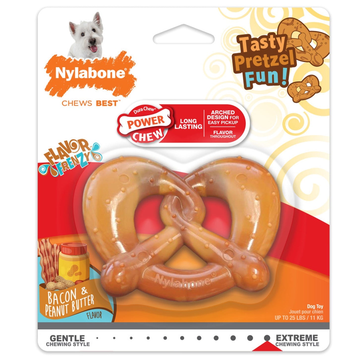 Nylabone Power Chew Pretzel Dog Toy Bacon & Peanut Butter 1ea/SMall - Up To 25 lb