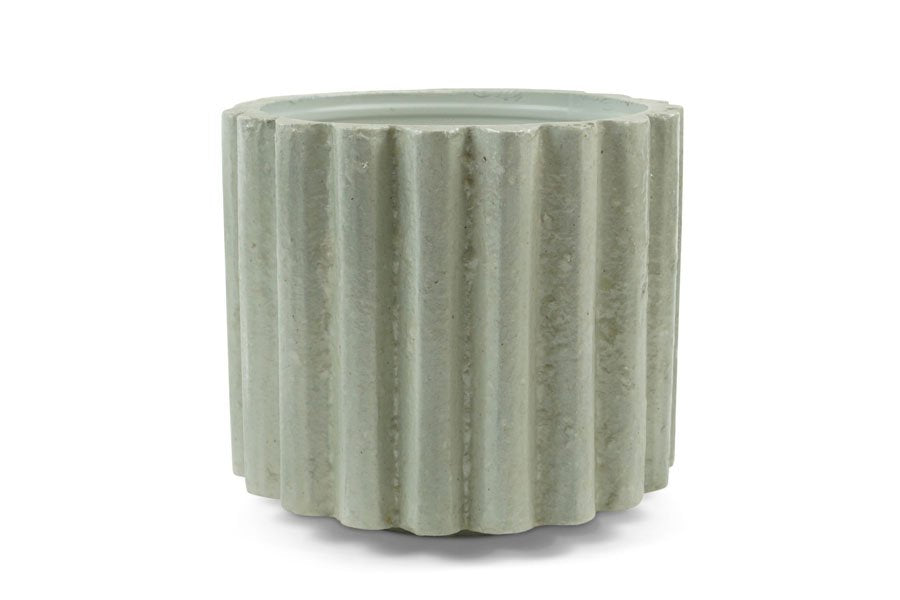 Flower Pot Large Corrugated Capiz Pulp Decor Kinta Off White