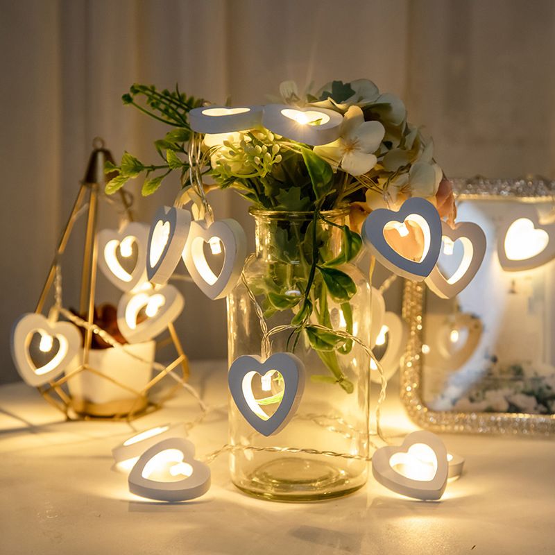 Wooden Heart Shaped Decorative LED String Light