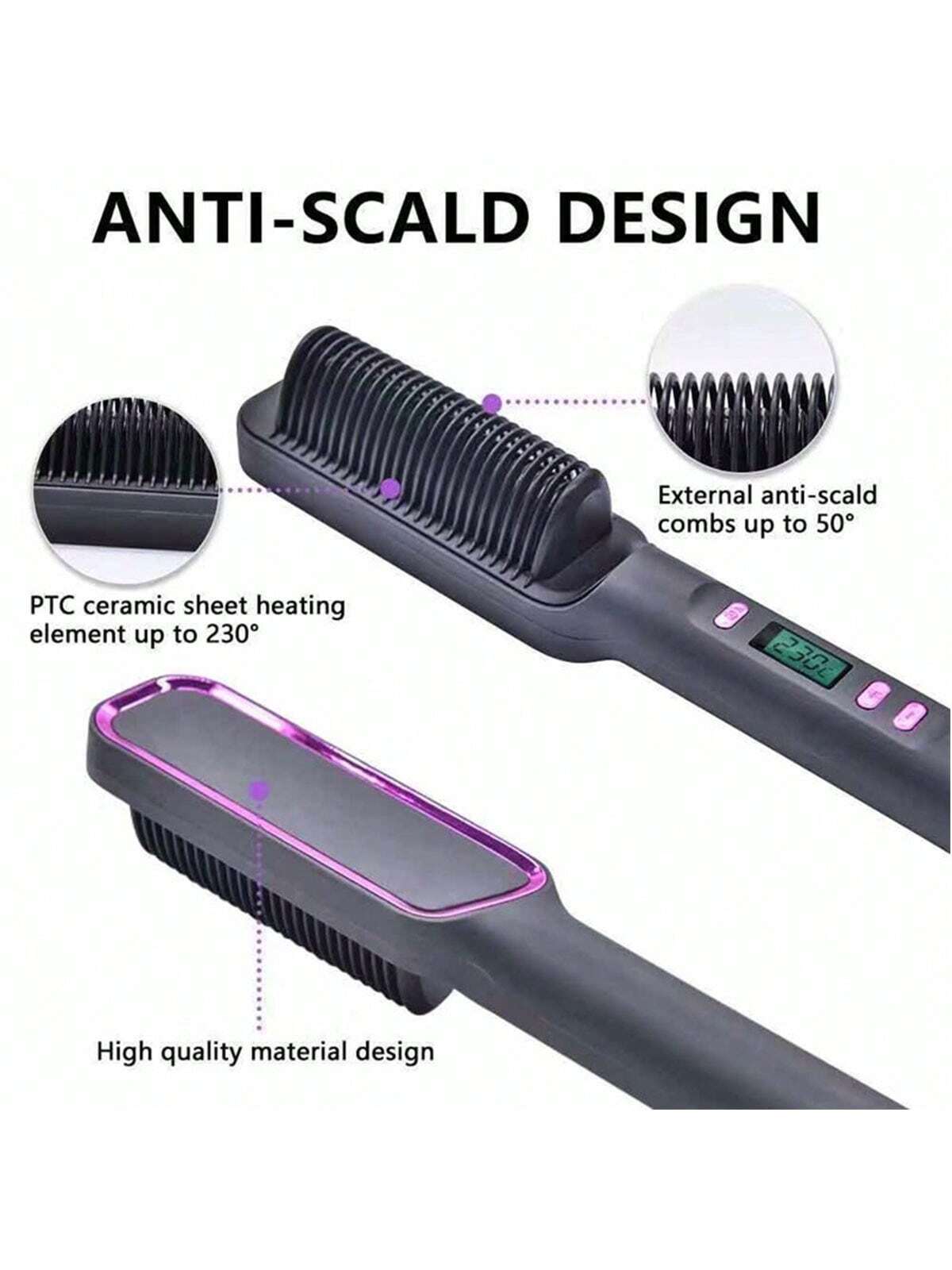 1pc Electric 2-in-1 Hair Straightener Brush Straightening Comb, Lazy Hair Curler