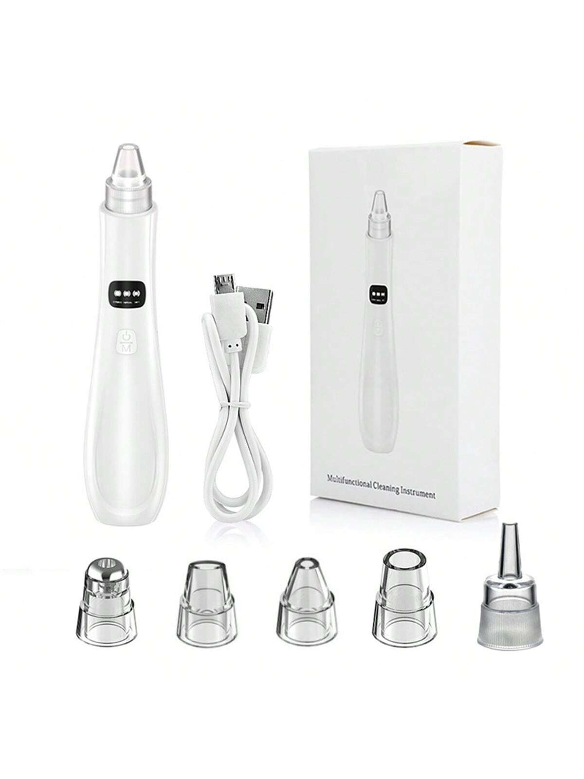 1set Rechargeable Electric Blackhead Remover Pore Cleaner, Suction Tool With 5 Replaceable Heads For Home Use