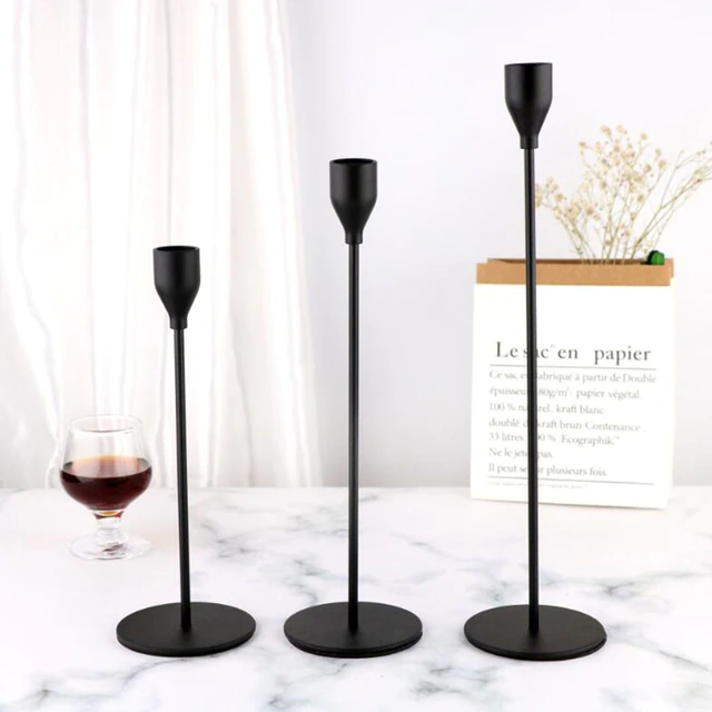 Simple Black Party Metal Candle Holders