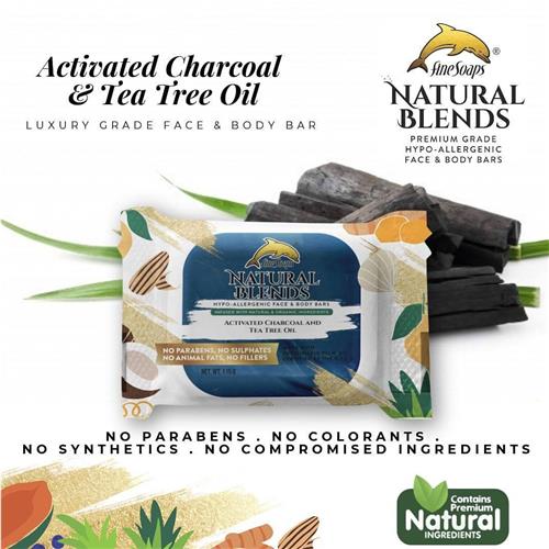 Fine Soap Hypoallergenic Face & Body Soap Bars, Charcoal Infused 115g