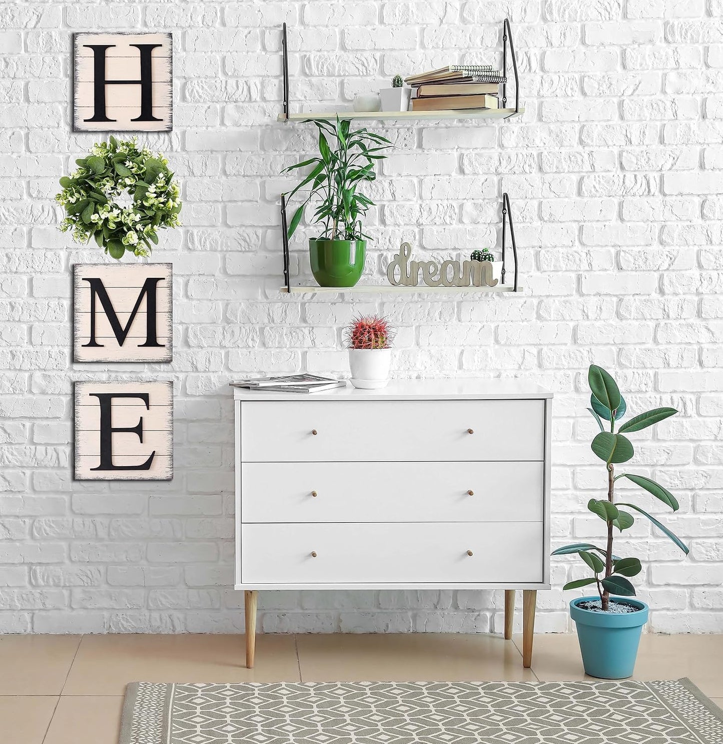 Farmhouse Wall Decor Room Decor Wood Home Sign with Artificial Eucalyptus for O Hanging Decor