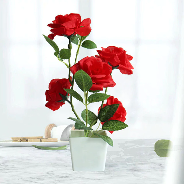Artificial Rose Flower Bonsai Plants pot