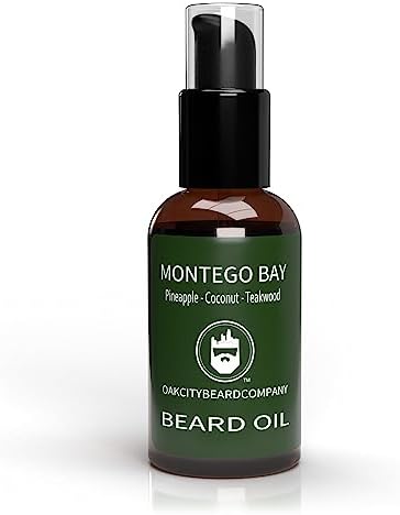 OakCityBeardCo. - Montego Bay - 2 Ounce - Beard Oil - Beard Conditioner - Pineapple - Coconut - Teakwood - Women Love this Scent!