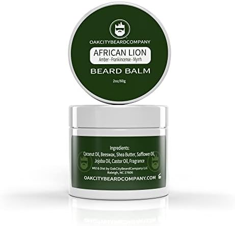 OakCityBeardCo. - African Lion - 2 Ounce - Beard Balm - Amber - Frankincense - Myrrh - Sandalwood - Patchouli - Beard Conditioner