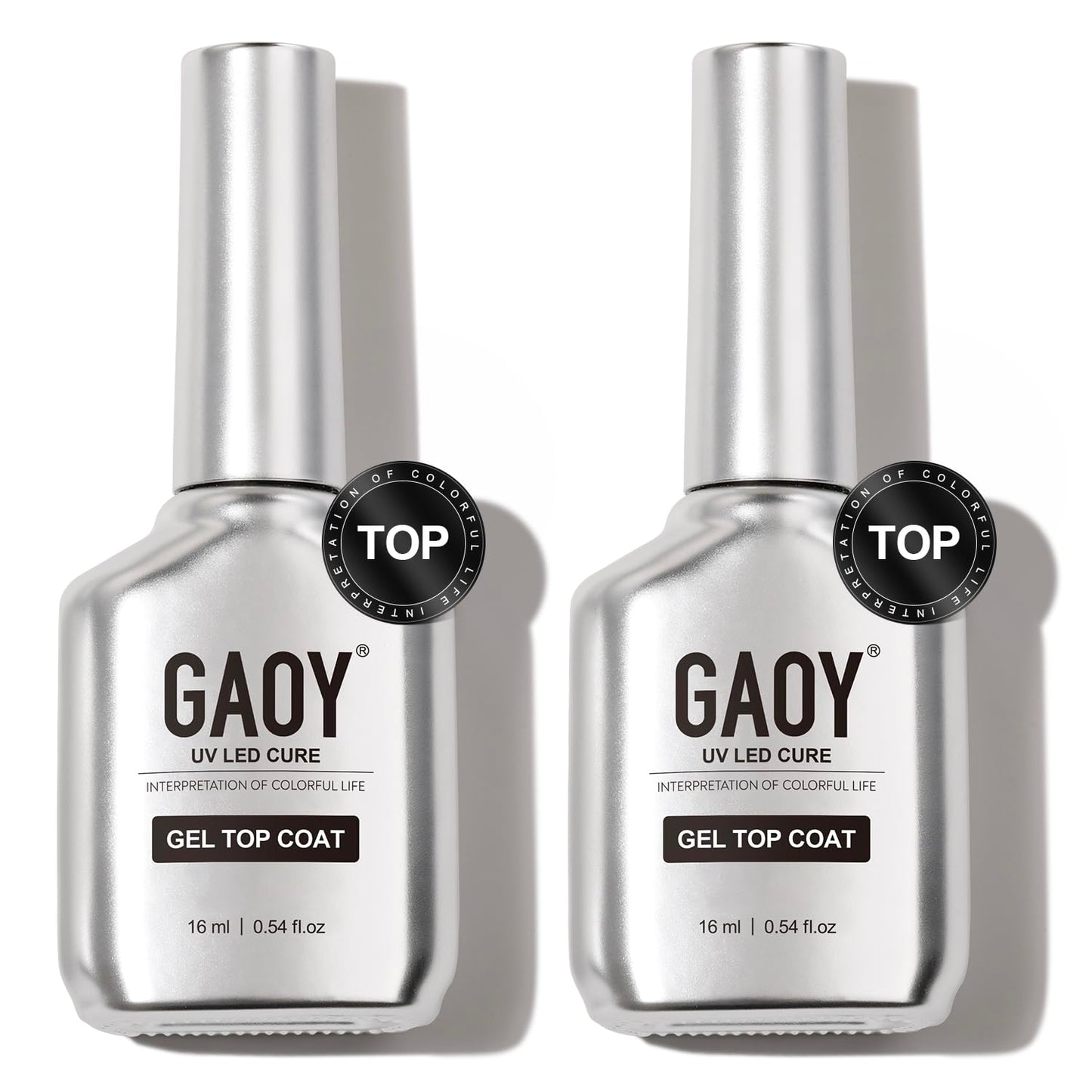 GAOY 2 Pcs 16ml No Wipe Gel Top Coat, Glassy Clear Gel Top Coat, High Gloss Finish for UV Light Cure Gel Nail Polish