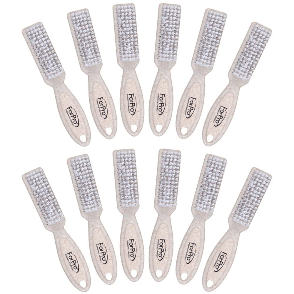 ForPro Premium Manicure Brush, Professional Nail Scrub Brush for Cleaning Toes and Fingernails, 5.5” L, Wheat Straw, 12-Count