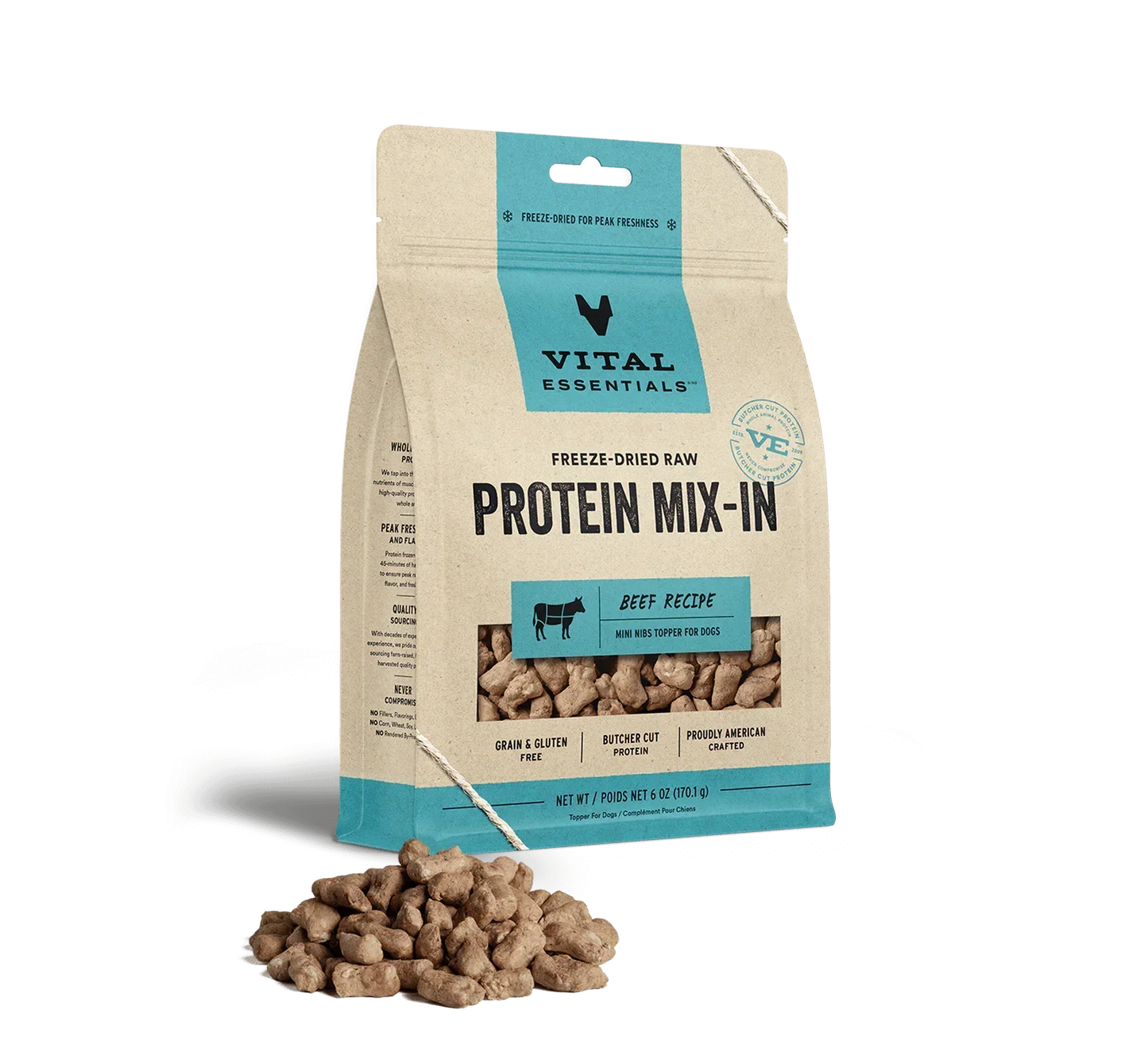 Vital Essentials Dog Freeze Dried Topper Beef 6oz,