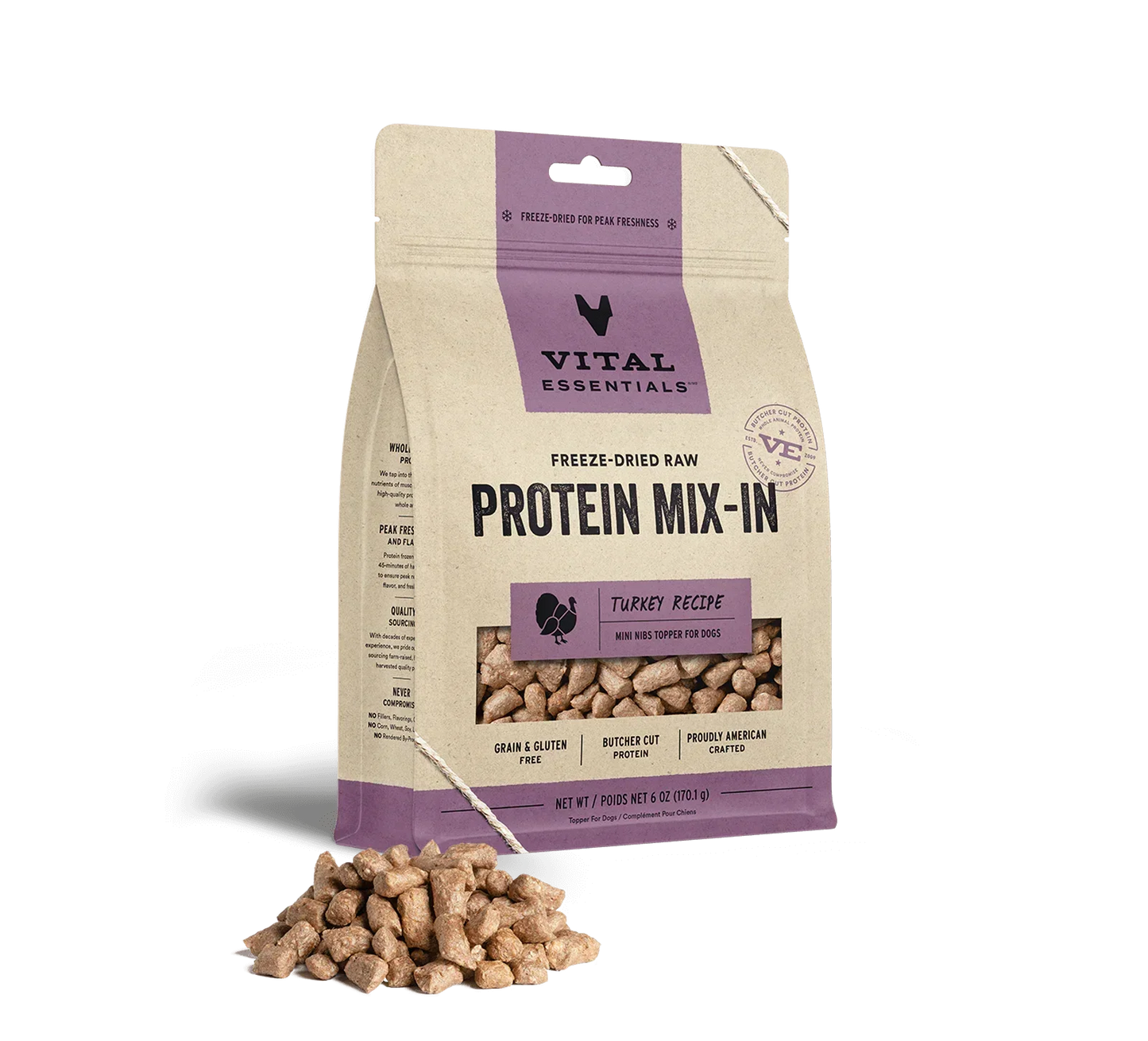 Vital Essentials Dog Freeze Dried Topper Turkey 6oz,