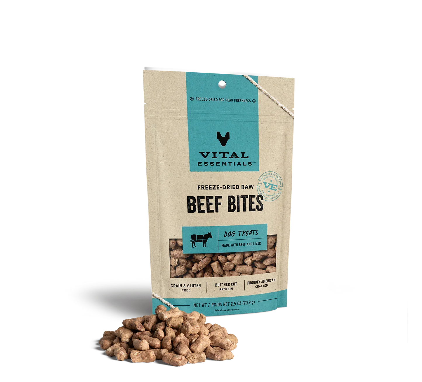 Vital Essentials Dog Freeze-Dried Treat Bites Beef 2,5oz,