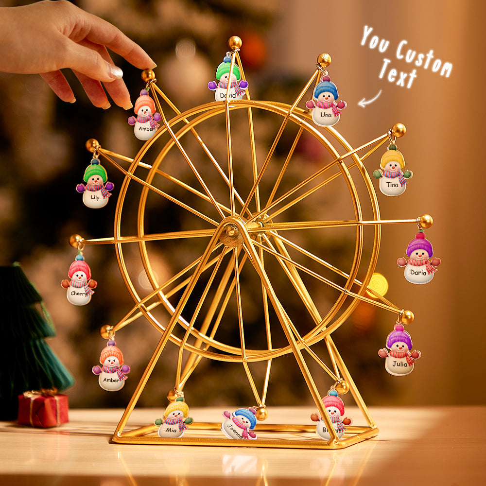 Custom Name Snowman Night Lights Christmas Ferris Wheel Family Name Gift