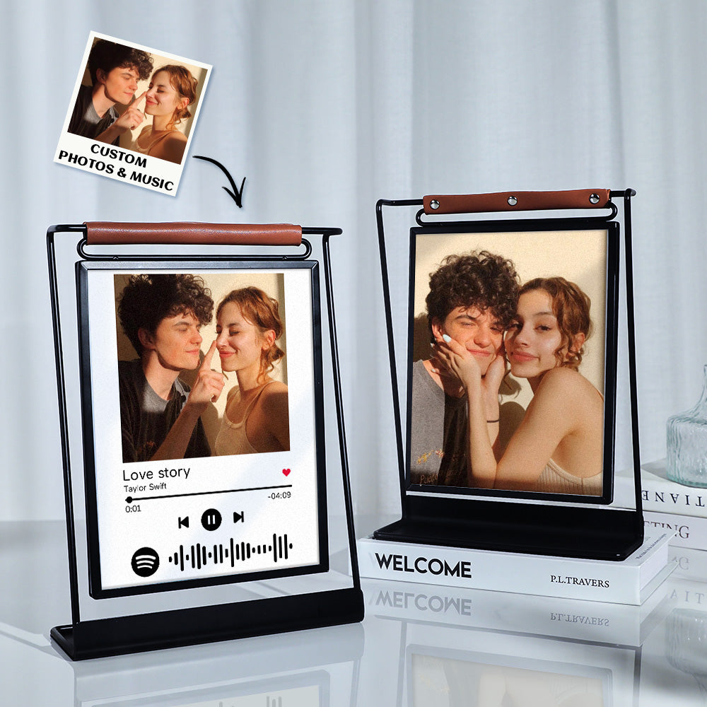 Scannable Spotify Code Photo Frame Personalized Double-Sided Display Stand Gifts For Lovers
