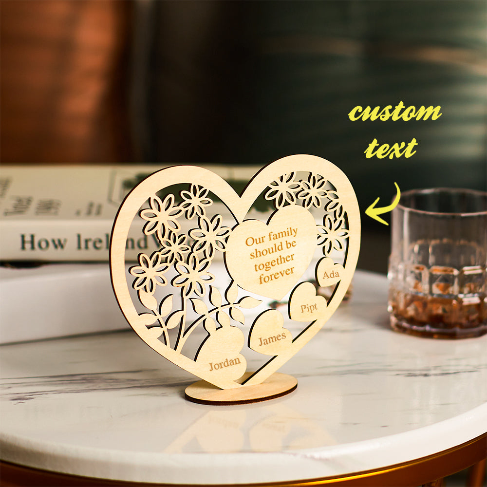 Custom Engraved Wooden Heart Ornaments can be Custom for Multiple Name Gifts
