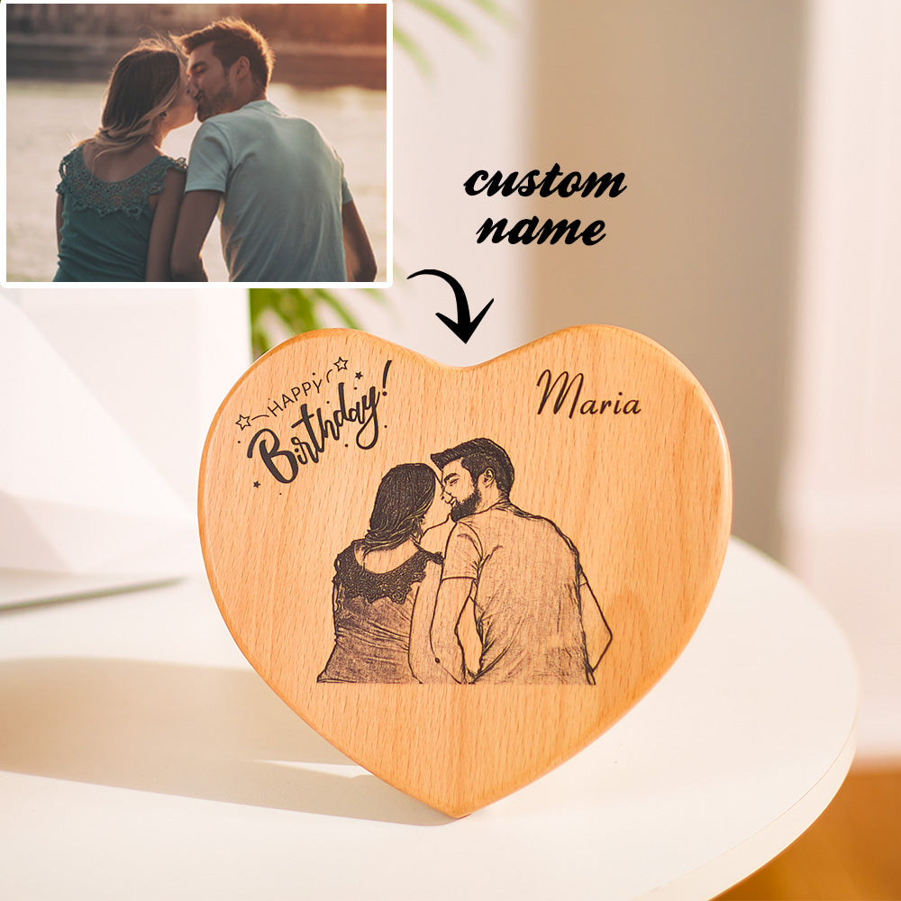 Custom Photo Engraved Heart Shaped Decorations Birthday Decorations Custom Gifts for Lover
