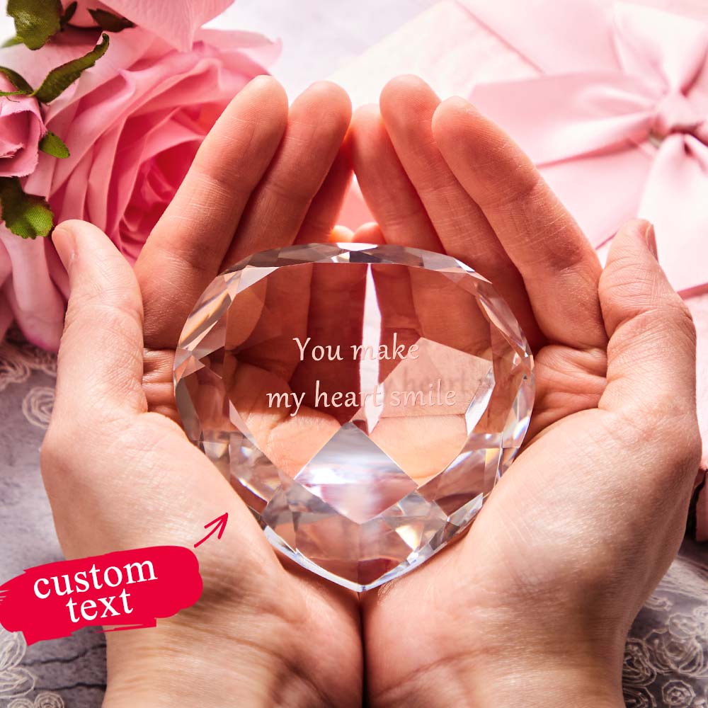 Custom Engraved Crystal Heart Paperweight Carved Valentine's Day Gifts