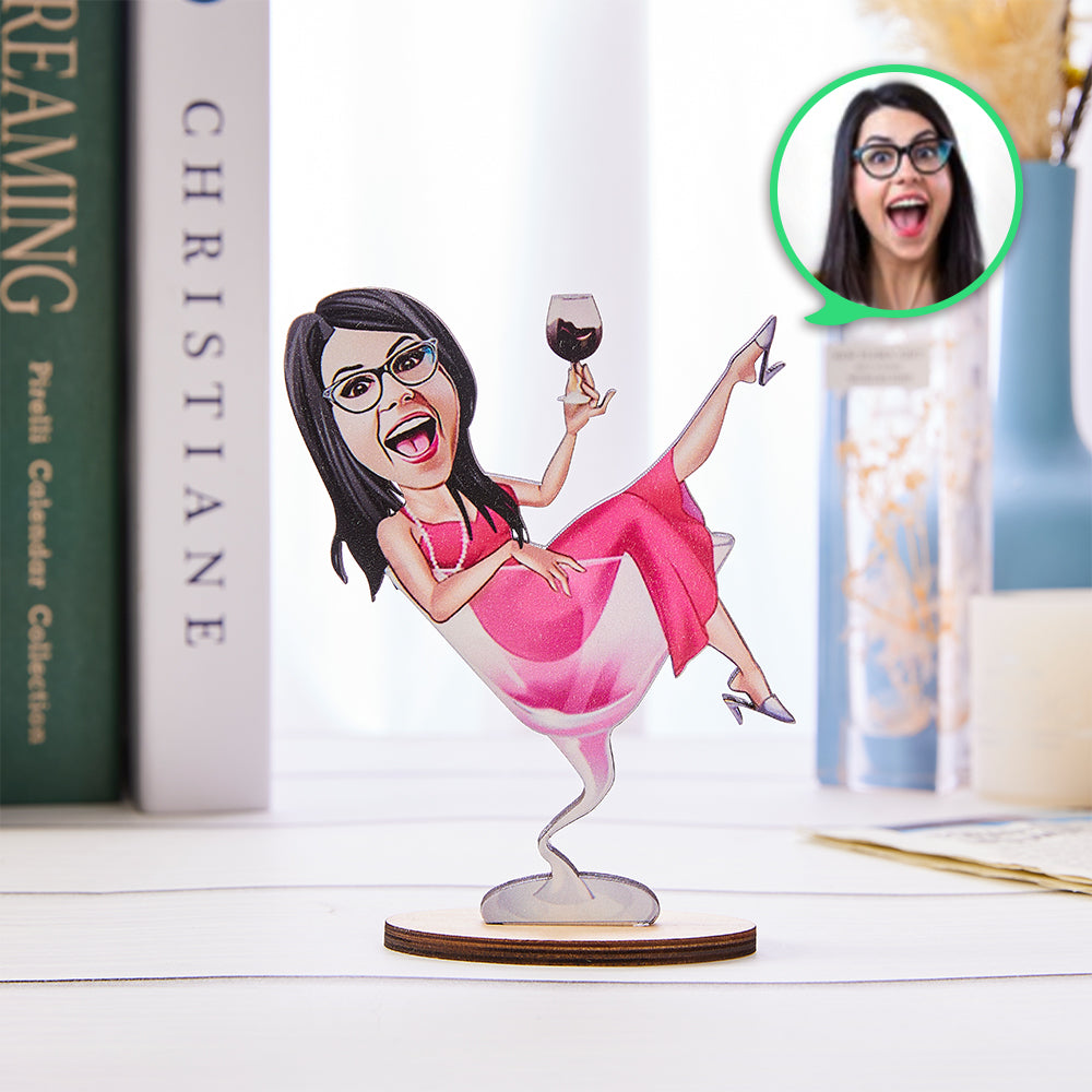 Custom Photo Women Cartoon Wooden Decor Funny Decorative Souvenir Gift