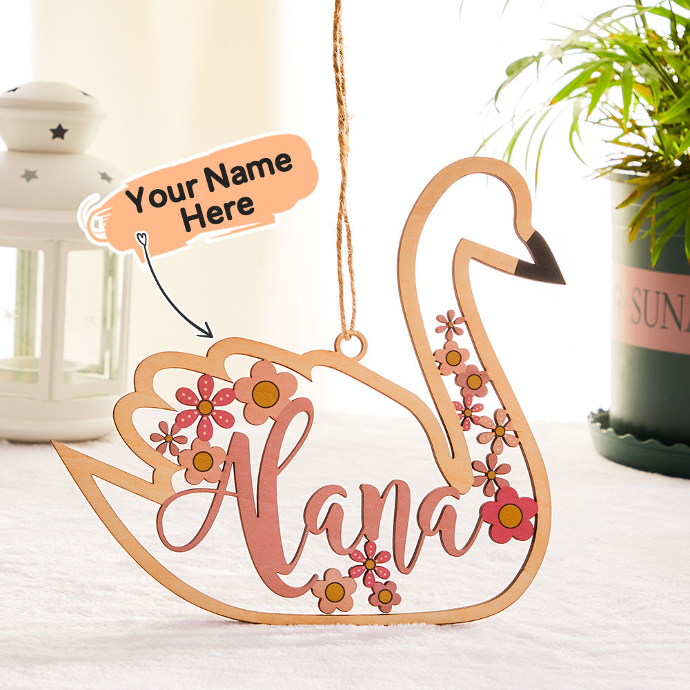 Custom Name Wooden Swan Personalized Gift for Mom