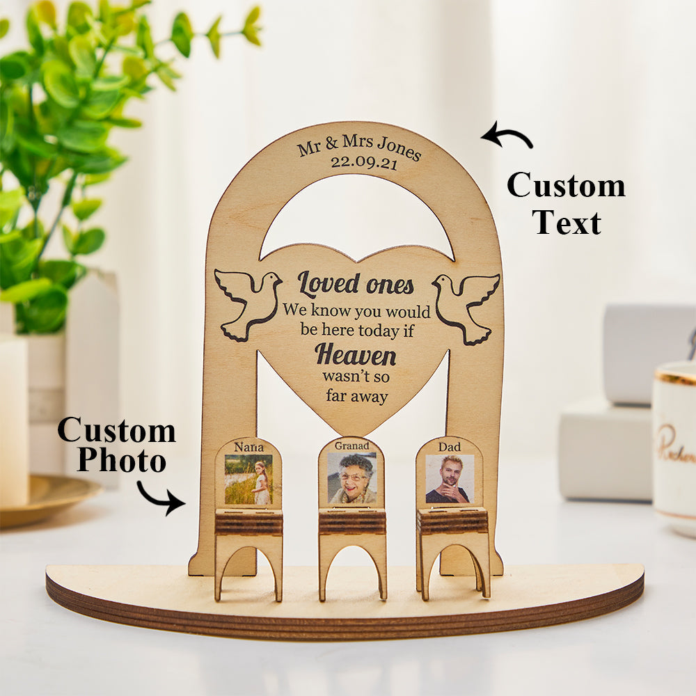 Custom Photo Engraved Loved Ones in Heaven Plaque Centrepiece with Chairs Memorial Christmas Day Gifts