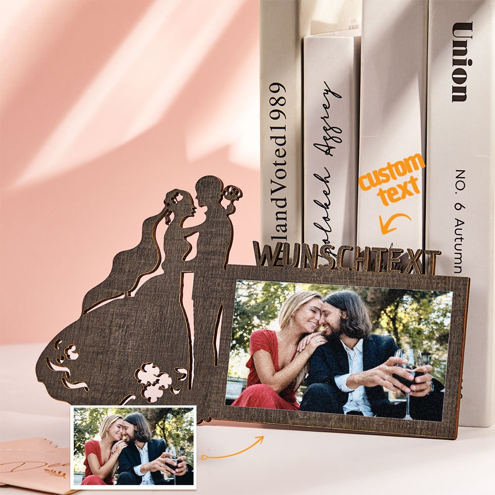 Custom Photo Engraved Frame Personalized Couple Wooden Plaque Romantic Gift