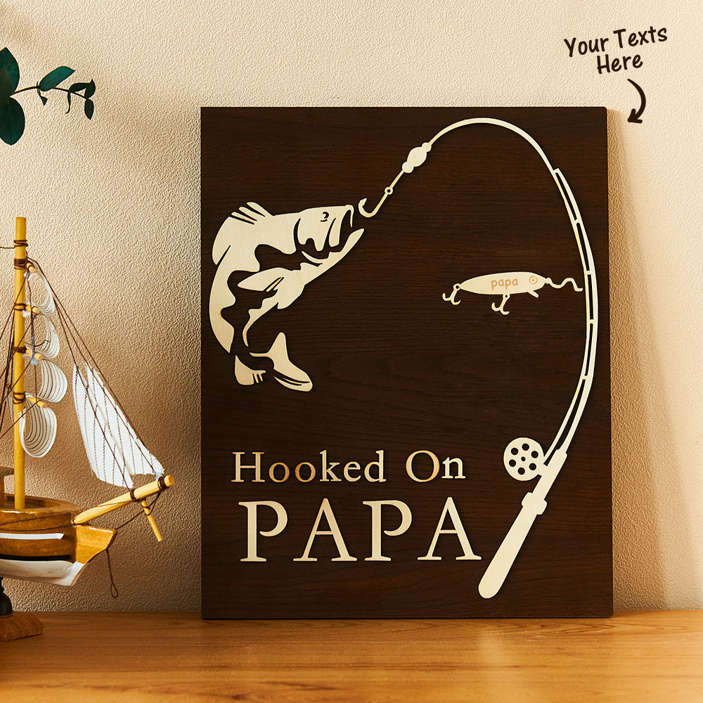 Custom Engraved Ornament Custom Name Fishing Trip Wooden Gifts for Dad