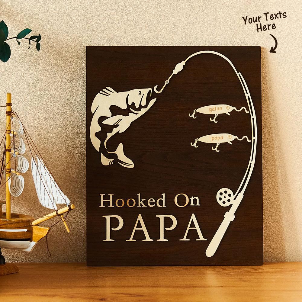 Custom Engraved Ornament Custom Name Fishing Trip Wooden Gifts for Dad