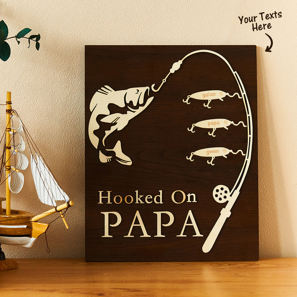 Custom Engraved Ornament Custom Name Fishing Trip Wooden Gifts for Dad