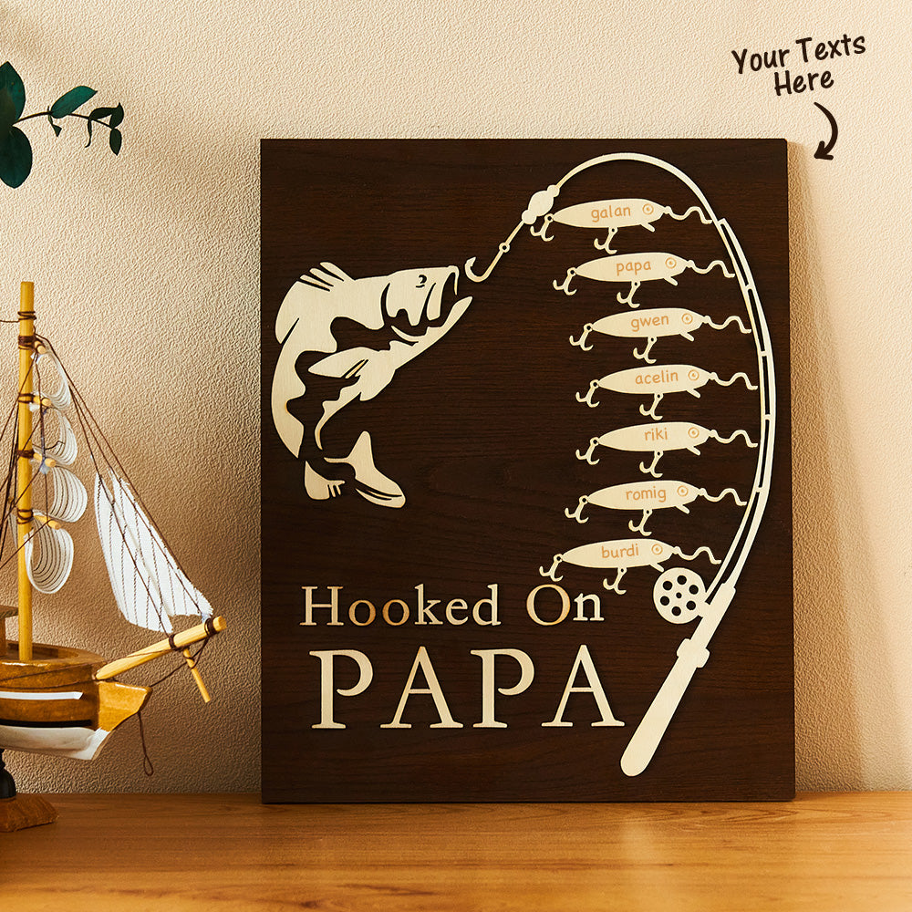 Custom Engraved Ornament Custom Name Fishing Trip Wooden Gifts for Dad
