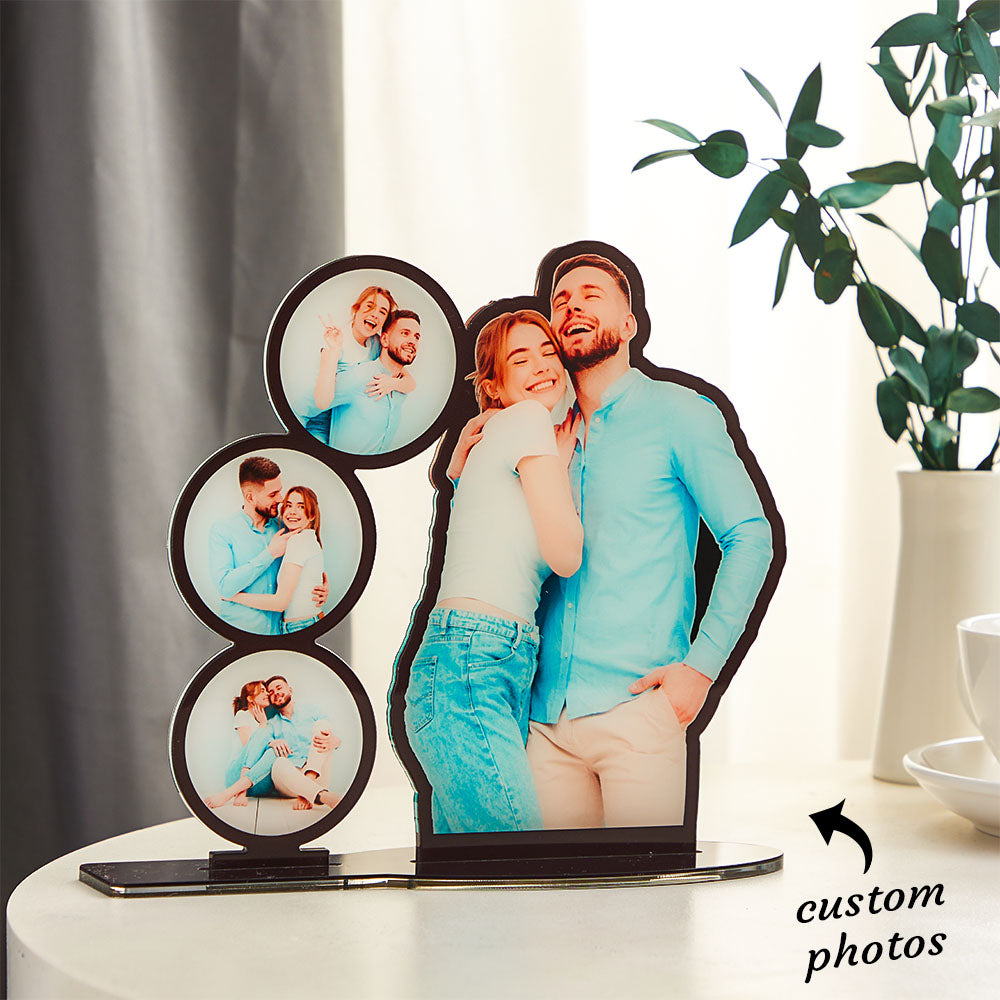 Personalized Photo Frame Circle Shaped Picture Acrylic Decoration Gifts For Couples