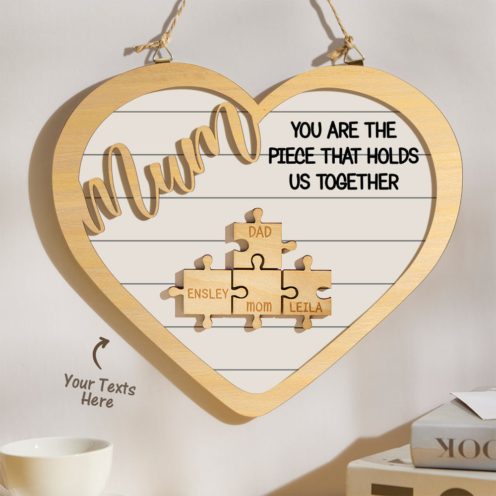 Custom Engraved Ornament Heart Shape Puzzle Pieces Gifts for Mom