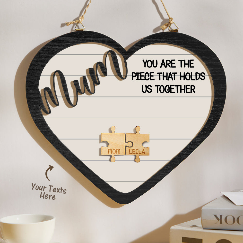 Custom Engraved Ornament Heart Shape Puzzle Pieces Gifts for Mom