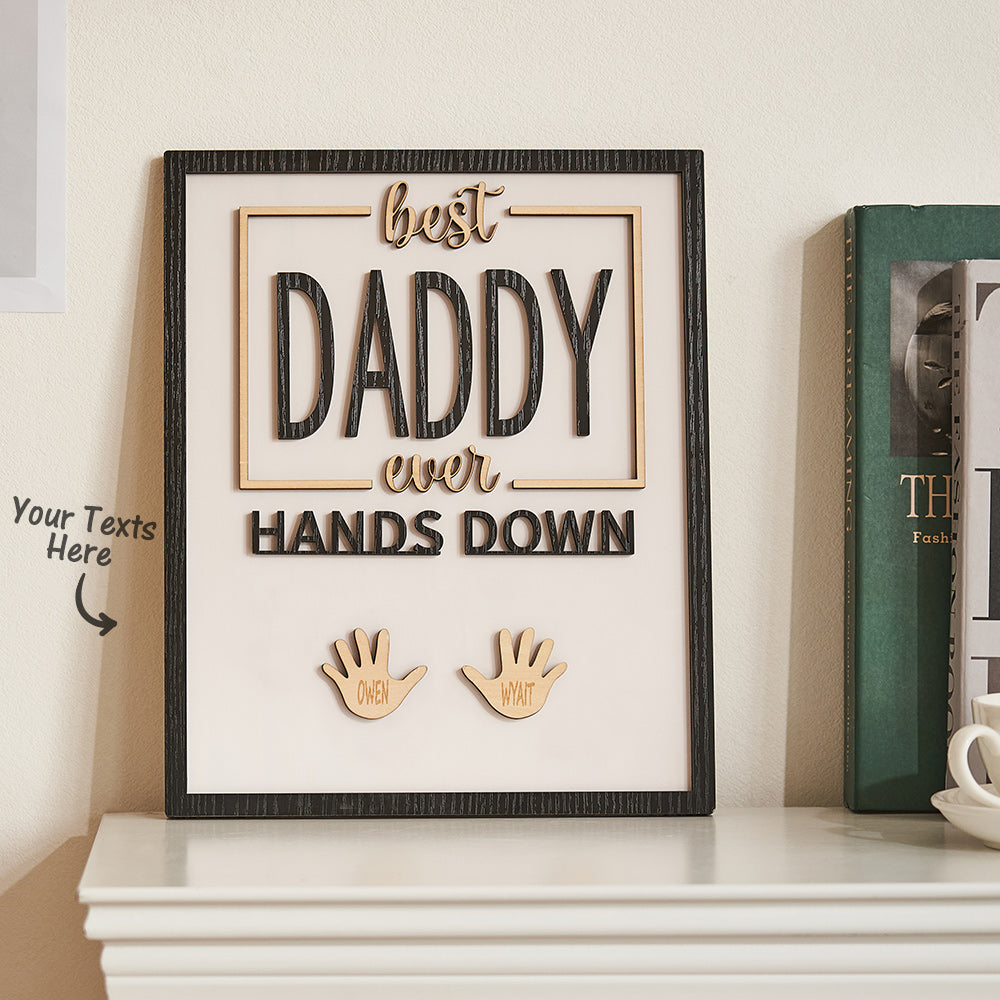 Custom Engraved Ornament Daddy Hands Down Handprint Sign Frame Gifts for Dad