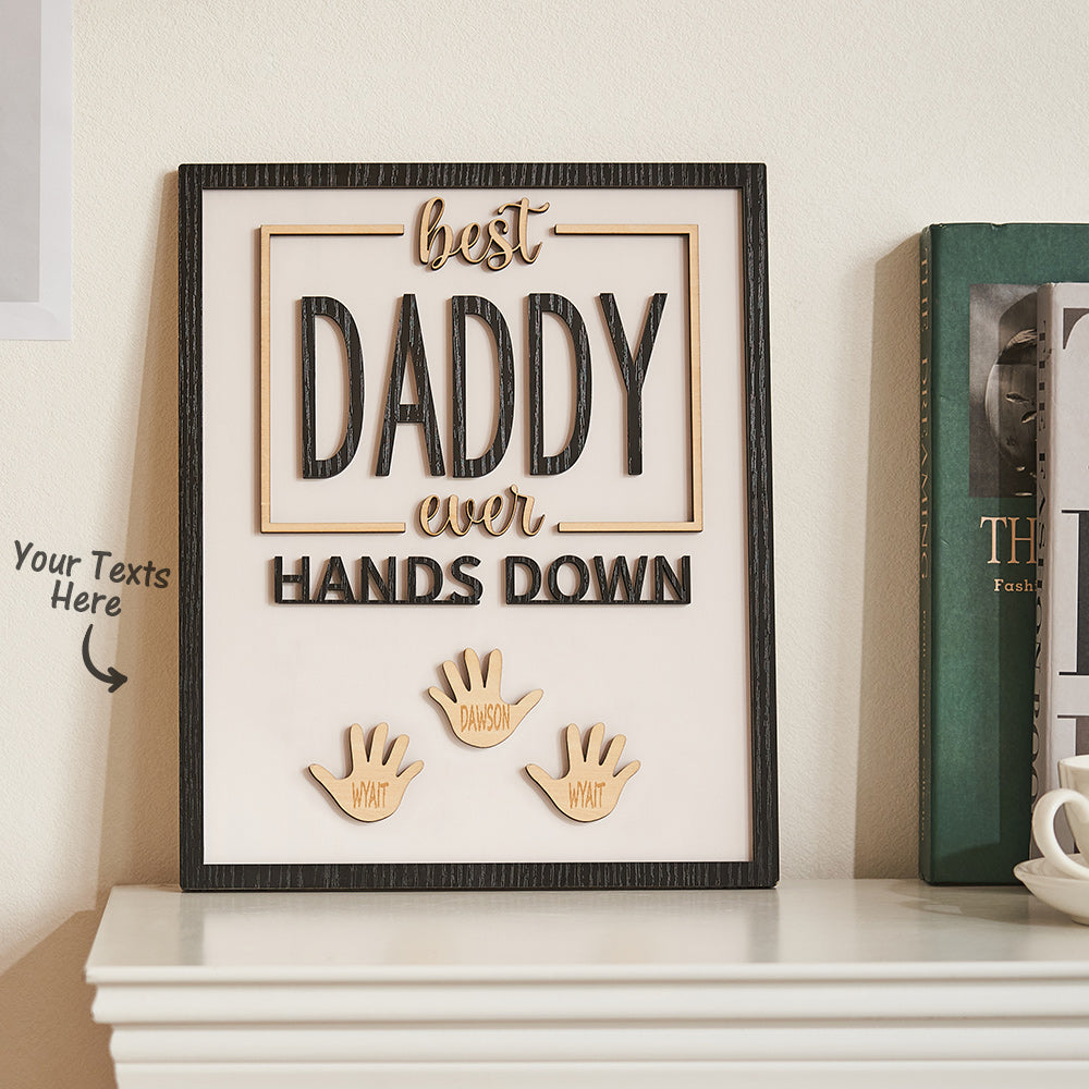 Custom Engraved Ornament Daddy Hands Down Handprint Sign Frame Gifts for Dad