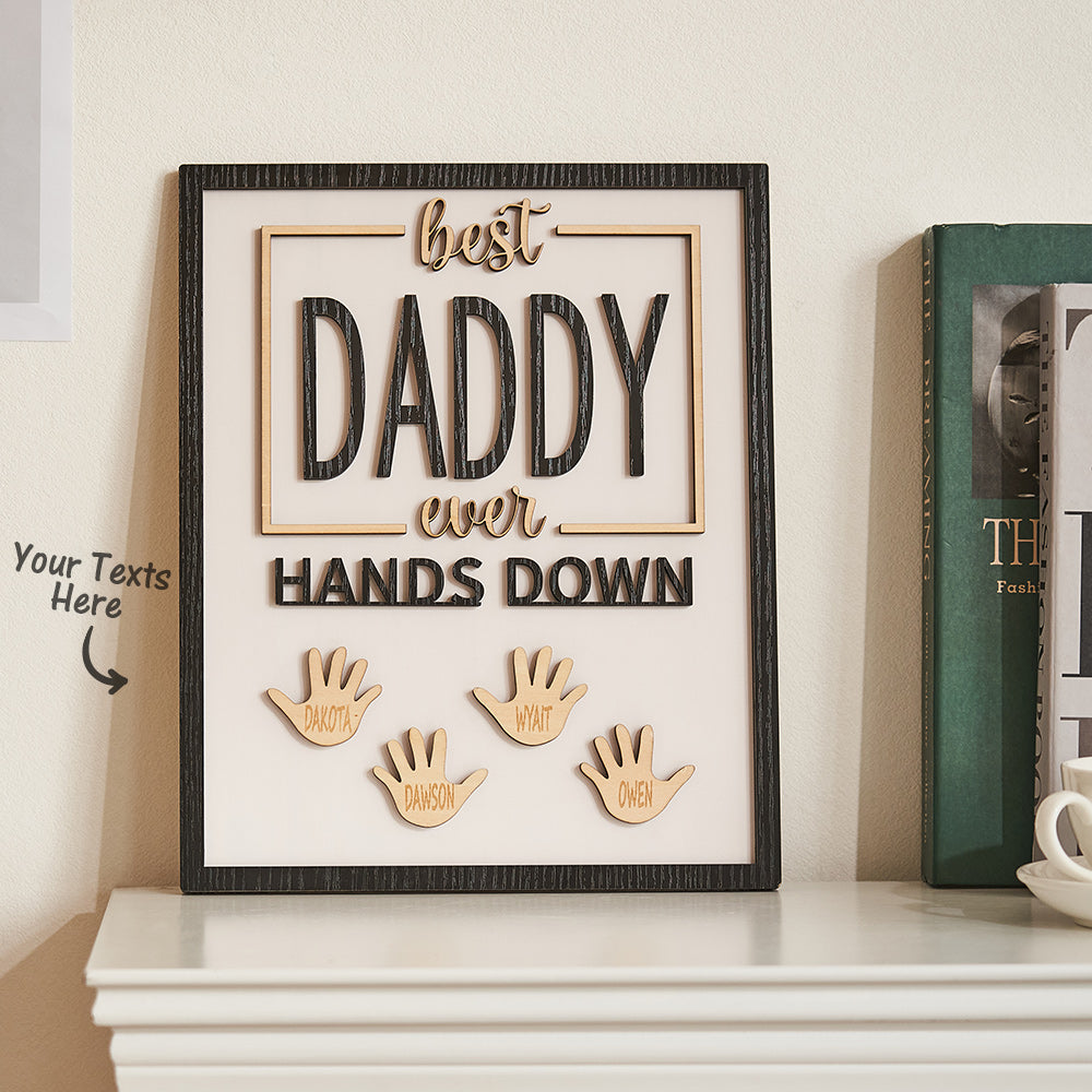 Custom Engraved Ornament Daddy Hands Down Handprint Sign Frame Gifts for Dad
