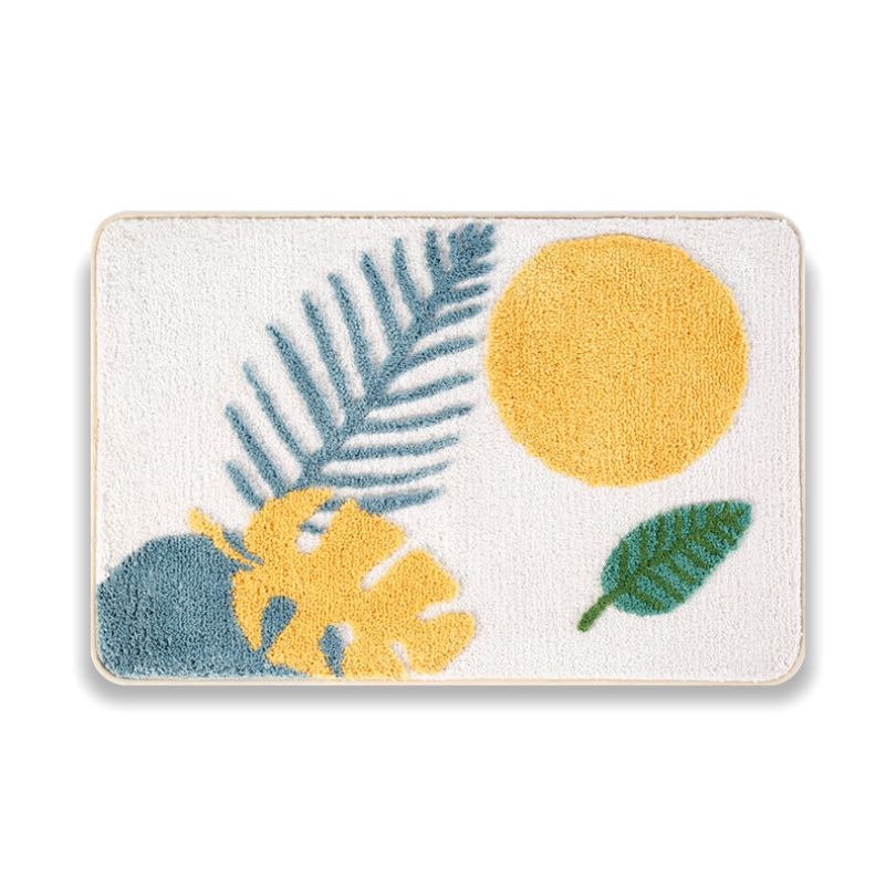 Decorative Soft Shower Rug with Leaf Pattern