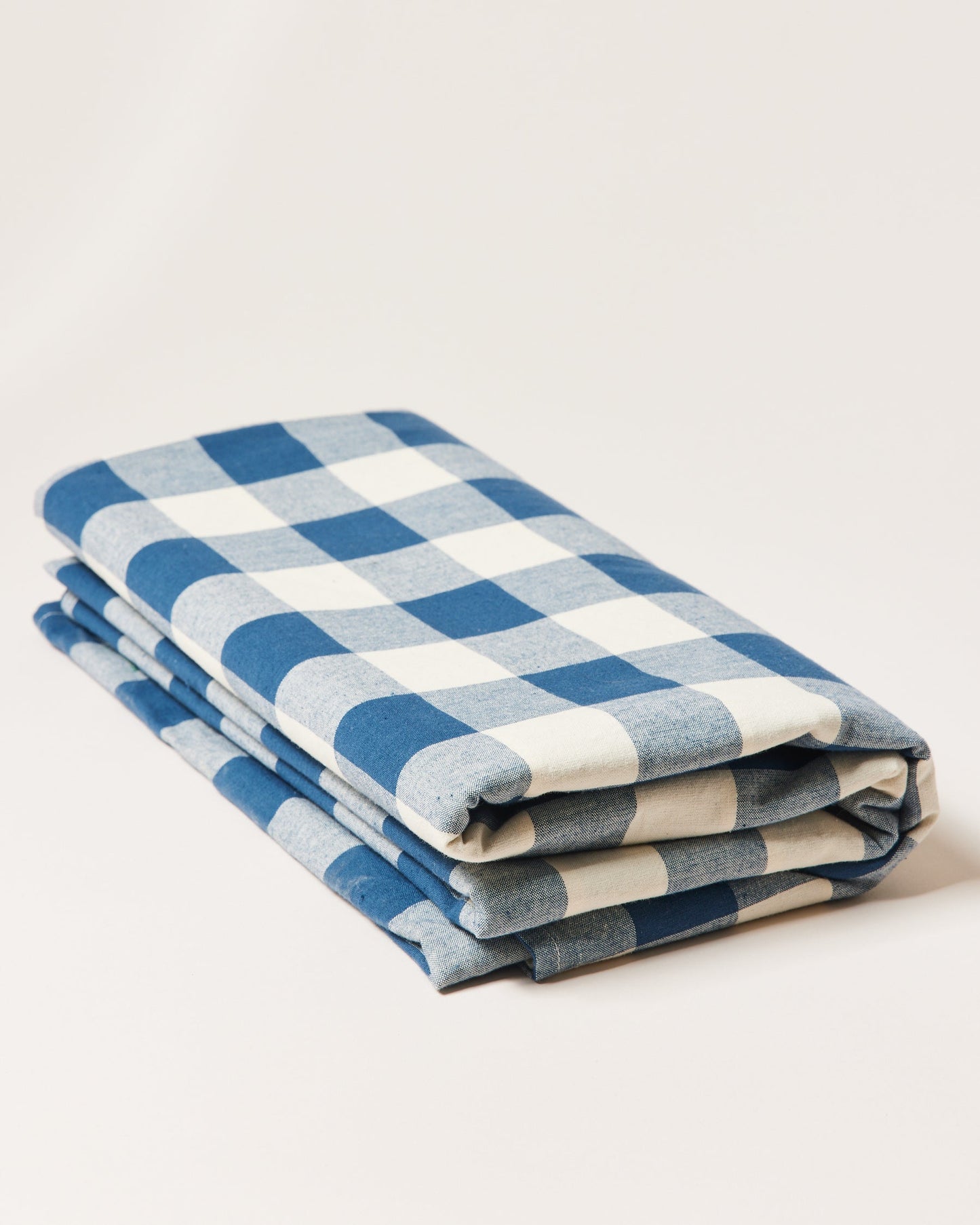 Farmhouse Pottery farmers gingham tablecloth navy.