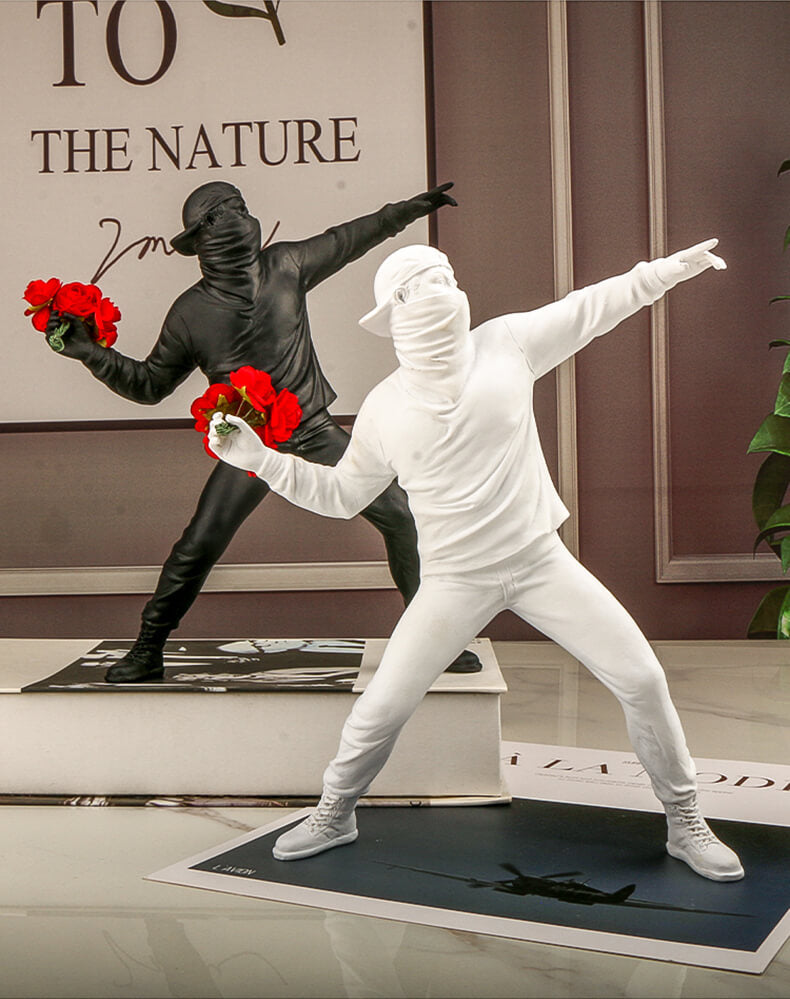 men throwing roses