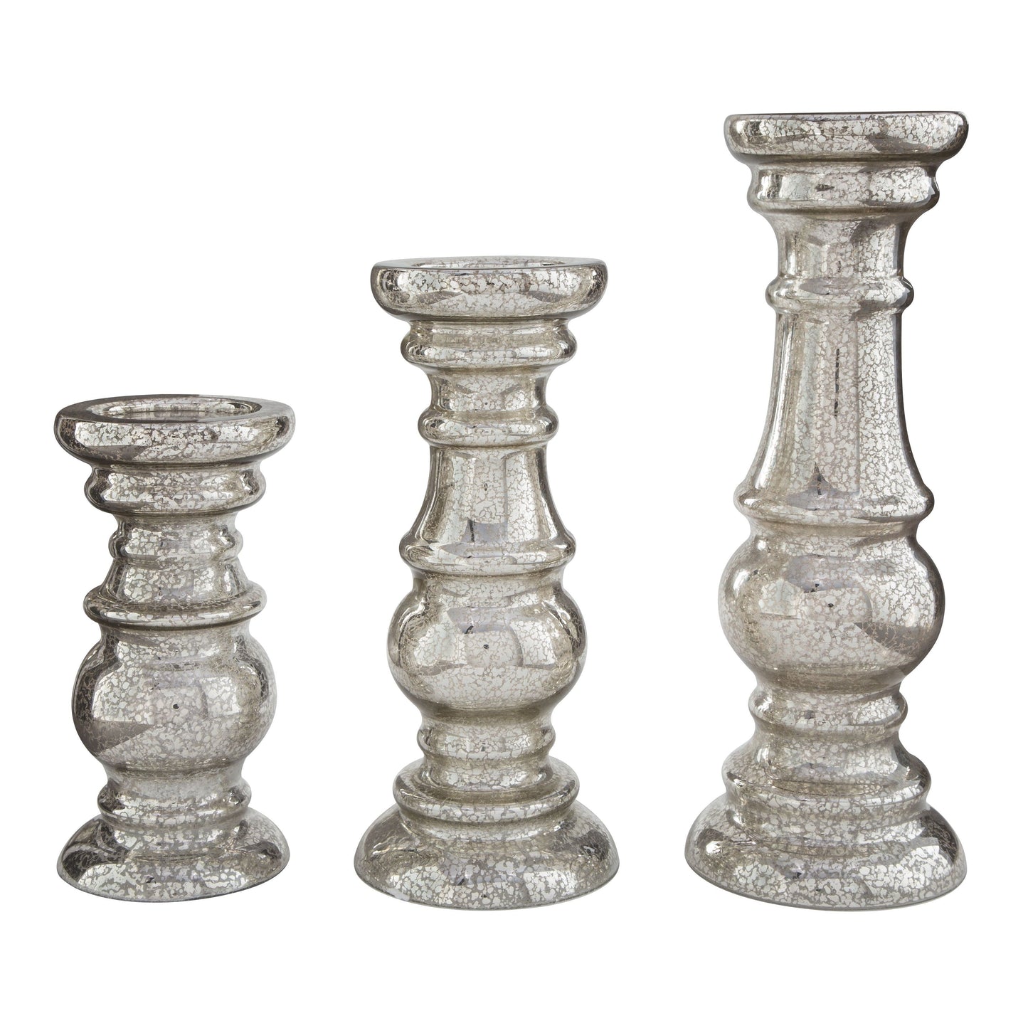 Rosario - Silver Finish - Candle Holder Set (3/cn)