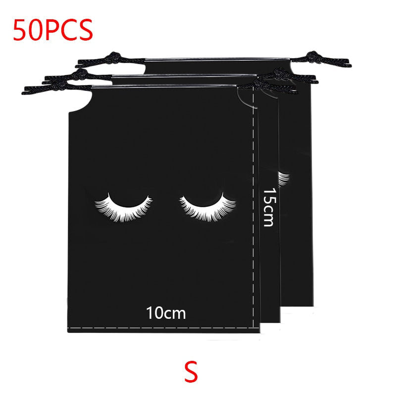 20/50PCS Eyelash Print Drawstring Reusable Bags
