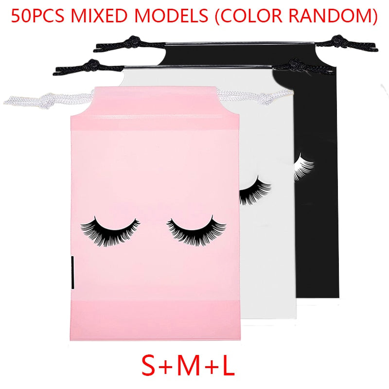 20/50PCS Eyelash Print Drawstring Reusable Bags