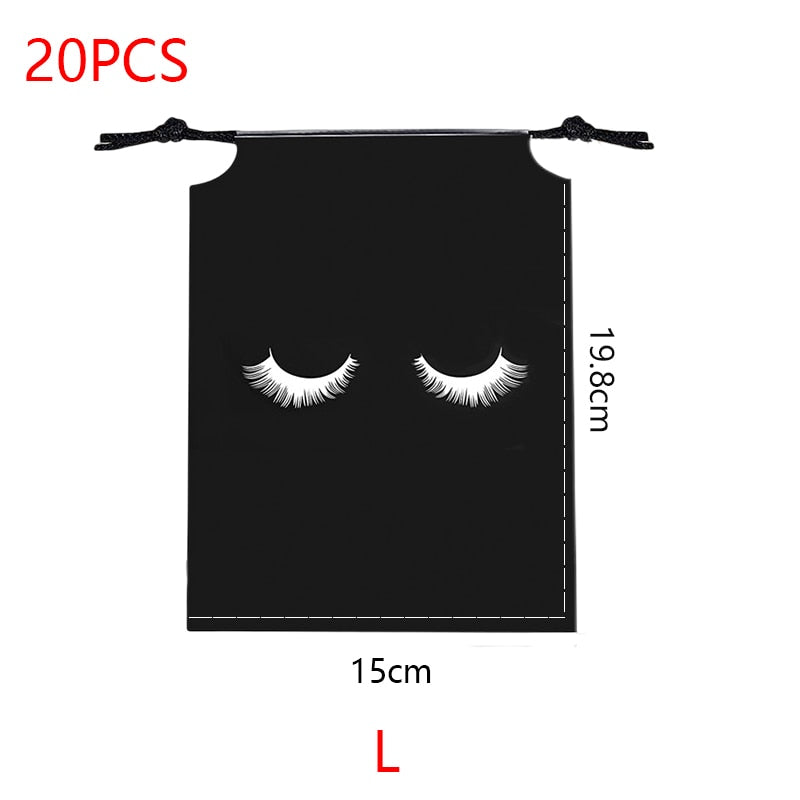 20/50PCS Eyelash Print Drawstring Reusable Bags