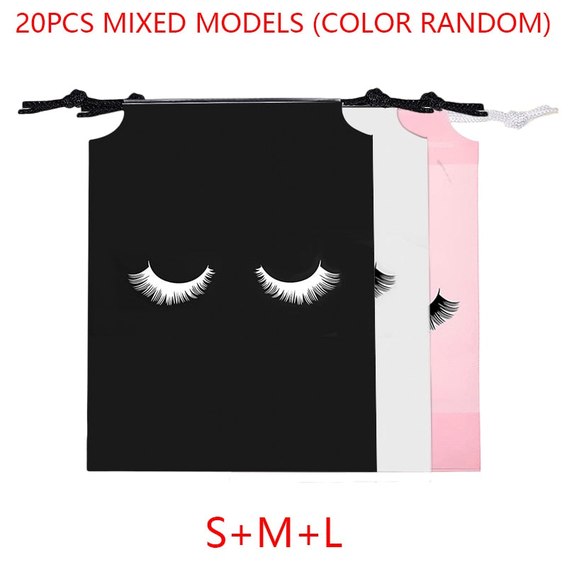 20/50PCS Eyelash Print Drawstring Reusable Bags