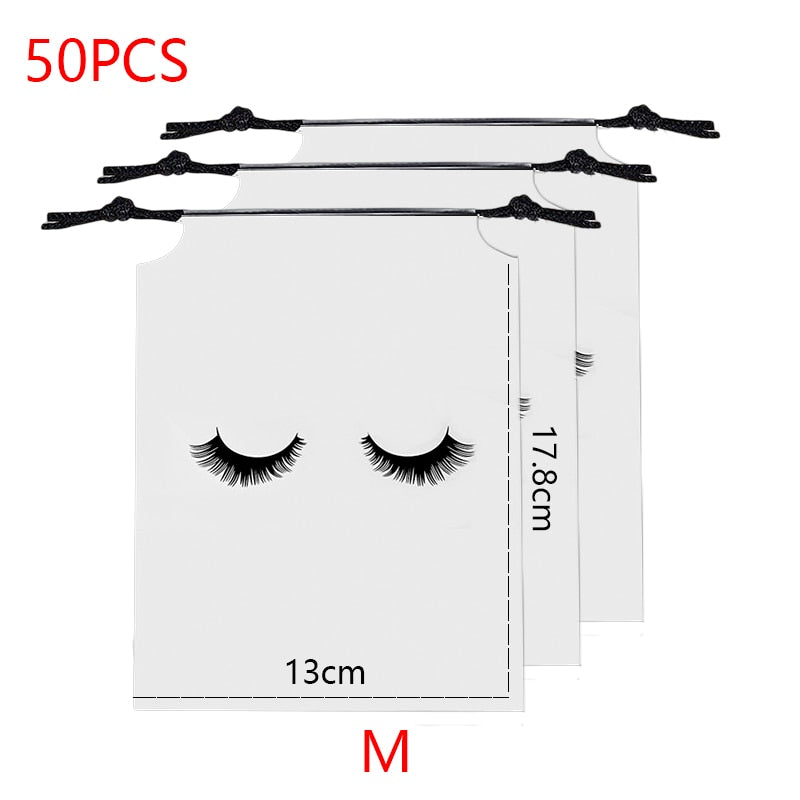 20/50PCS Eyelash Print Drawstring Reusable Bags