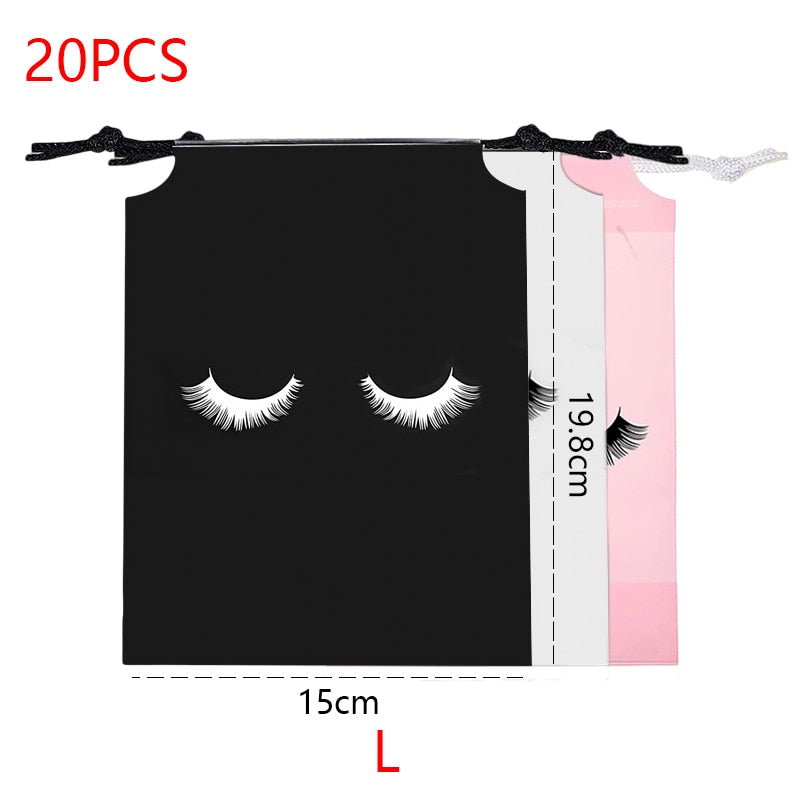20/50PCS Eyelash Print Drawstring Reusable Bags