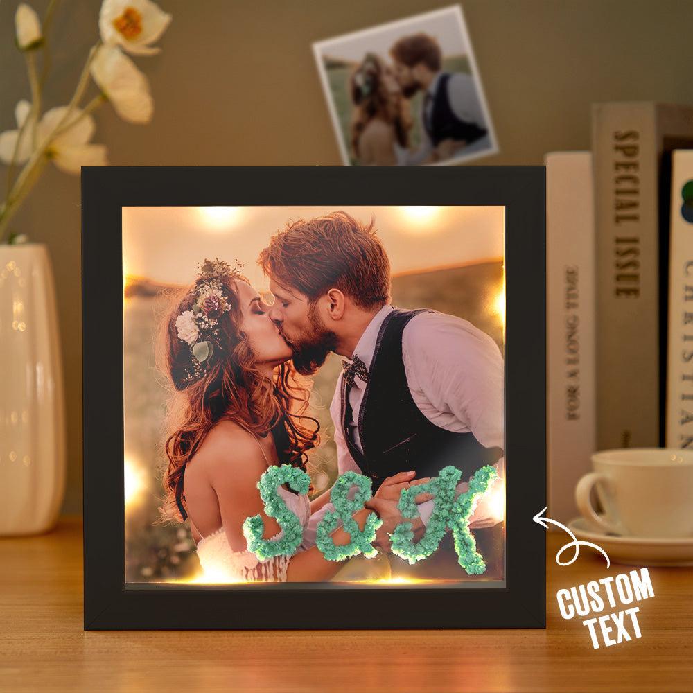 Custom Photo Engraved Ornaments Preserved Flower Photo Frame Couple Gifts