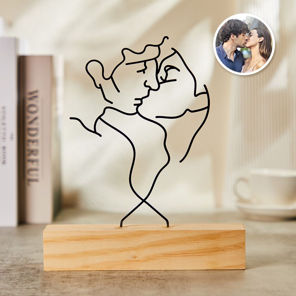 Custom Photo Ornaments Face Line Couple Romantic Gifts