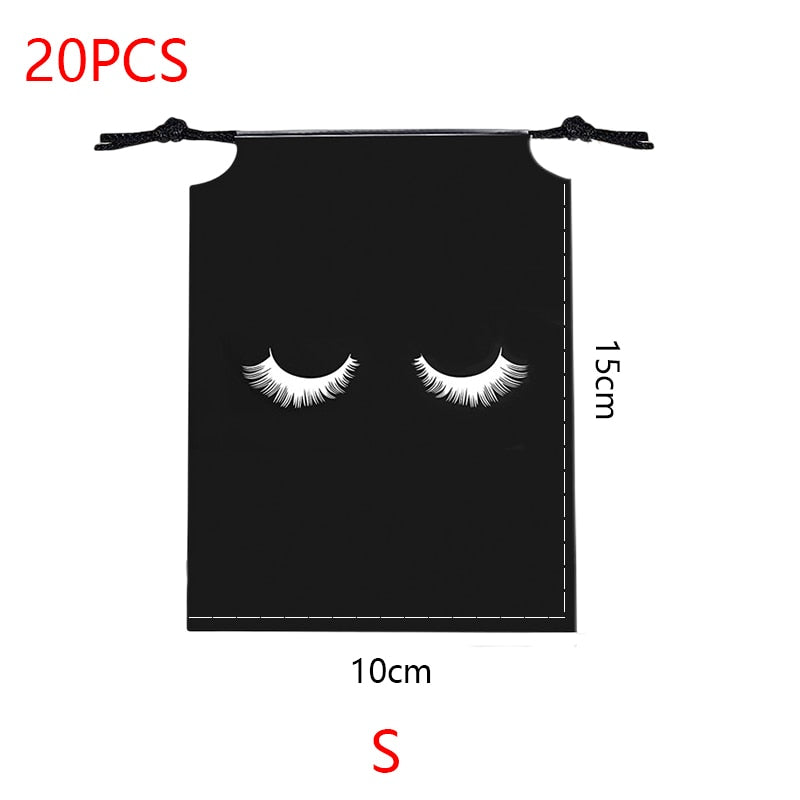 20/50PCS Eyelash Print Drawstring Reusable Bags