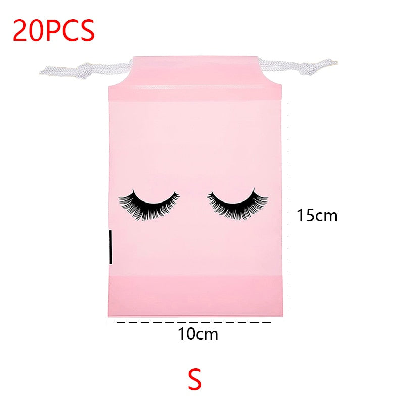 20/50PCS Eyelash Print Drawstring Reusable Bags